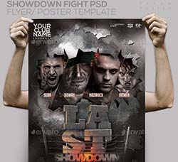 对抗比赛海报模板：Showdown Fight PSD Flyer Poster